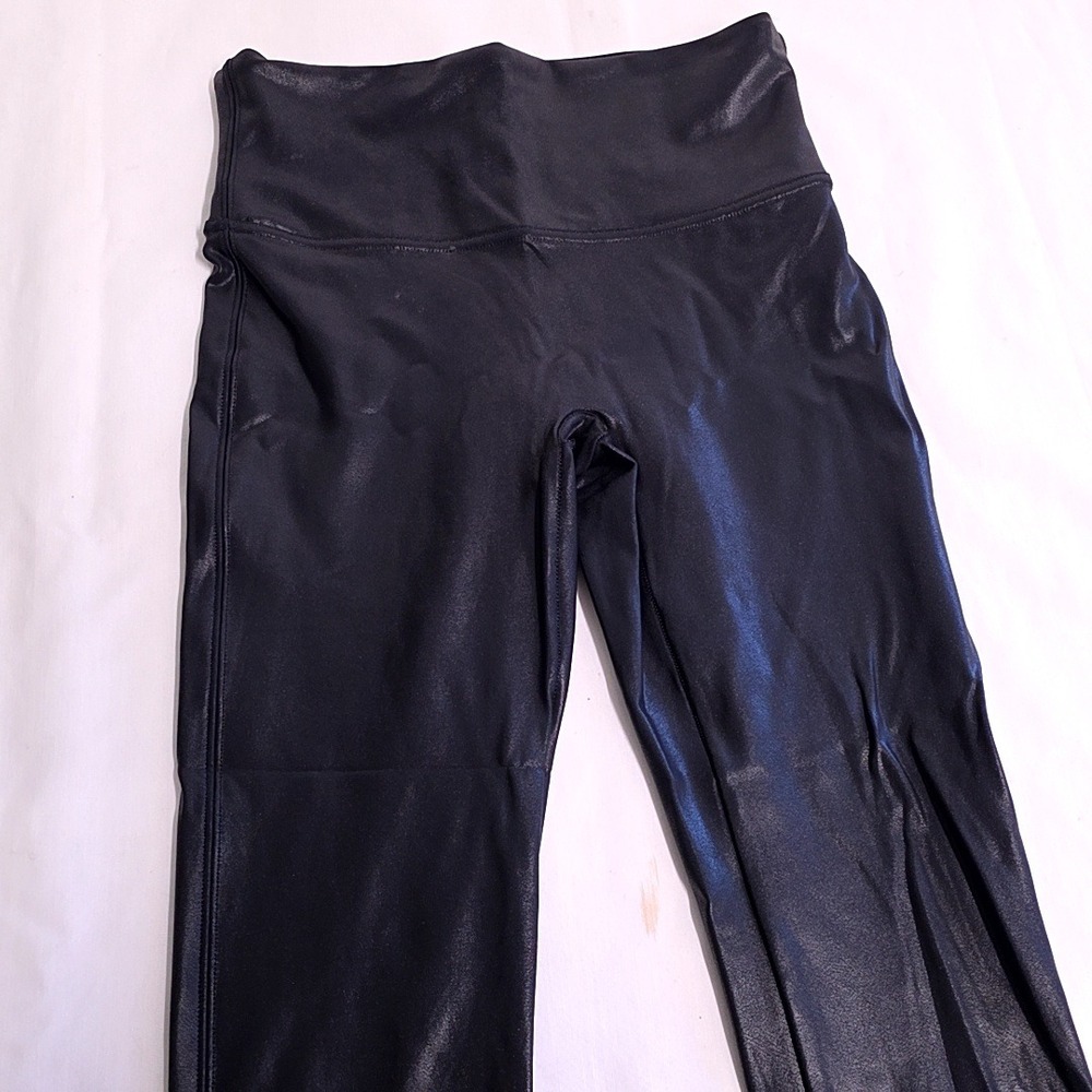 Spanx Faux Leather Leggings Women Medium Black High Waisted Shaping Slim Fit